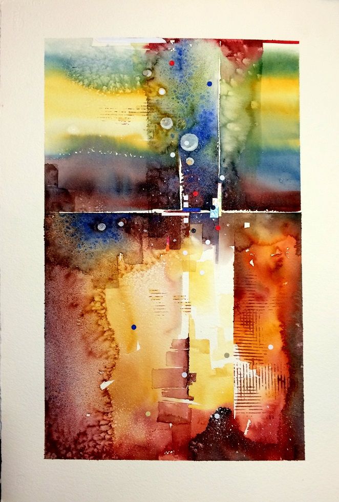 662x978 Jan Smit (Water Colour Collage). Abstract Composition 1 Art Jan - Watercolor Composition