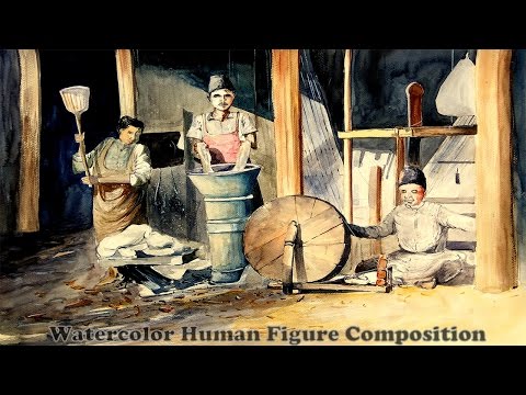 480x360 Watercolor Human Figure Composition In Gaziantep Old City - Watercolor Composition