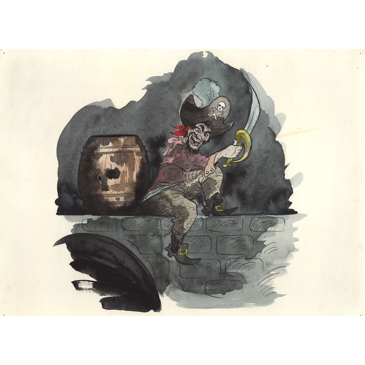 1200x1200 Original Watercolor Concept Art From Pirates Of The Caribbean - Watercolor Concept Art
