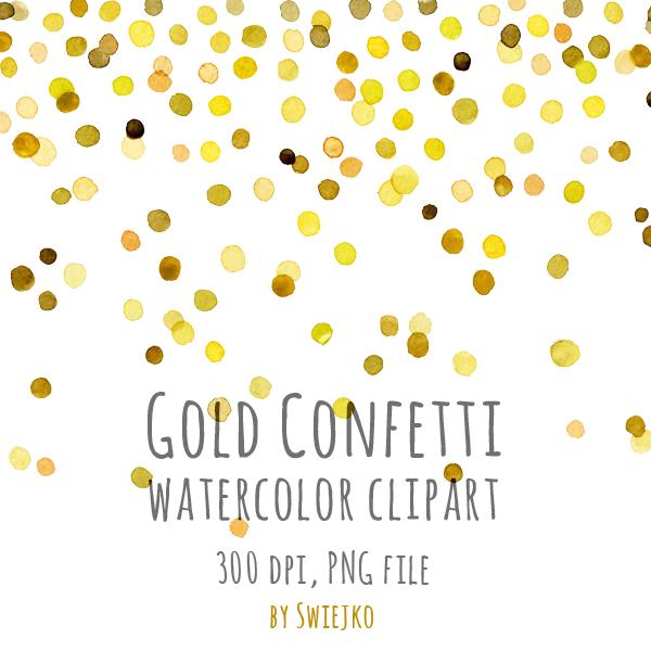 600x600 Gold Confetti Watercolor Clip Art Mygrafico - Watercolor Confetti