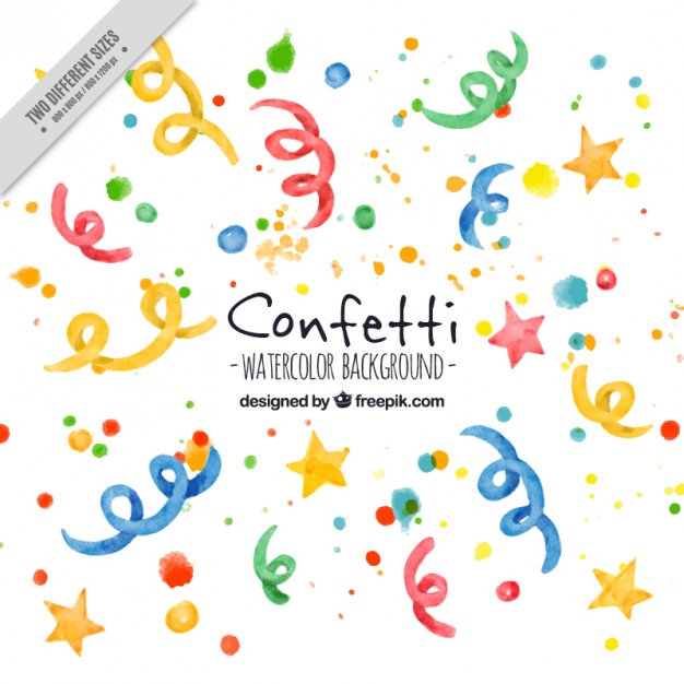 626x626 Pretty Background With Streamer And Confetti Painted With - Watercolor Confetti
