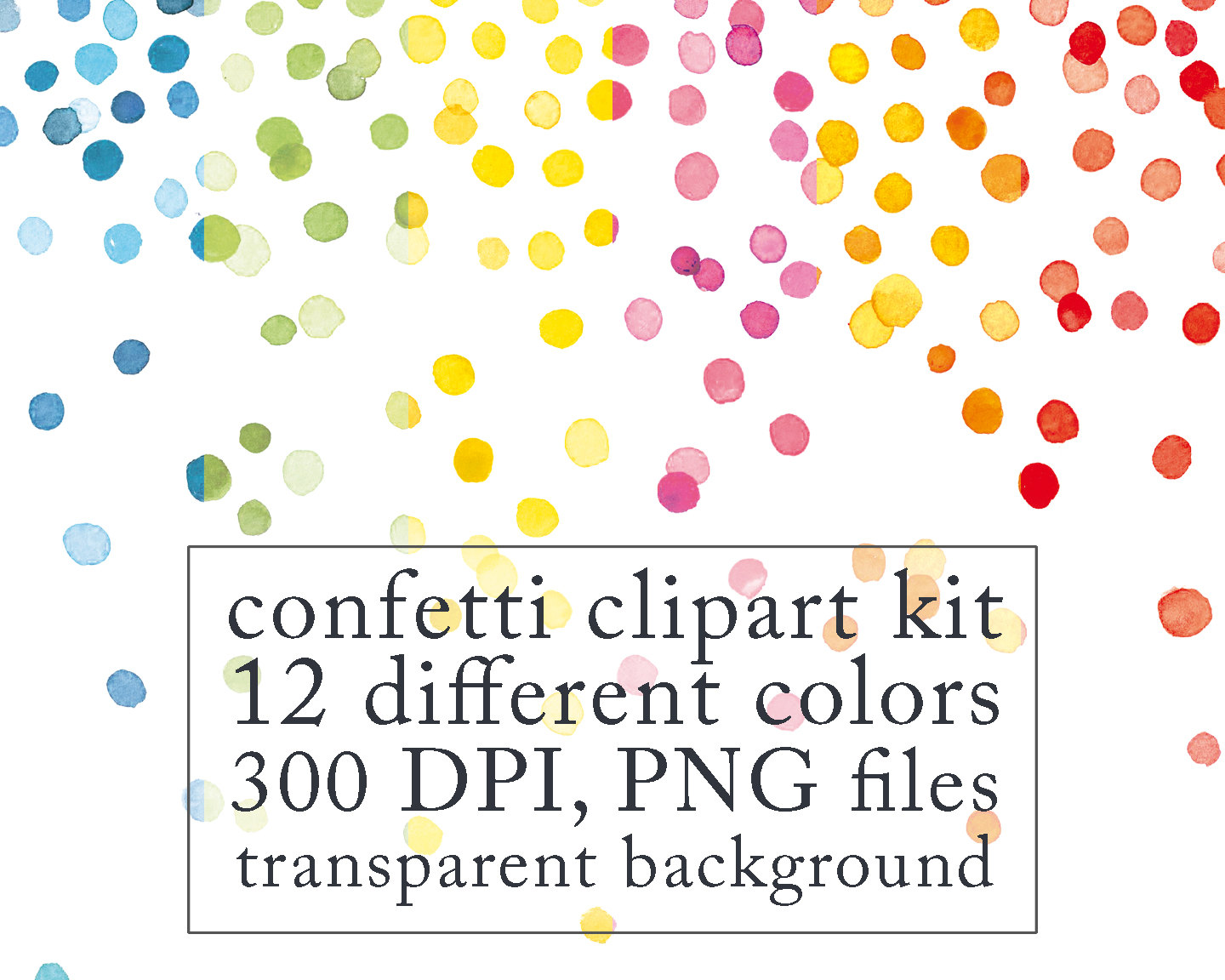 1440x1152 Watercolor Confetti Clipart Digital Clip Art Digital Frame Etsy - Watercolor Confetti