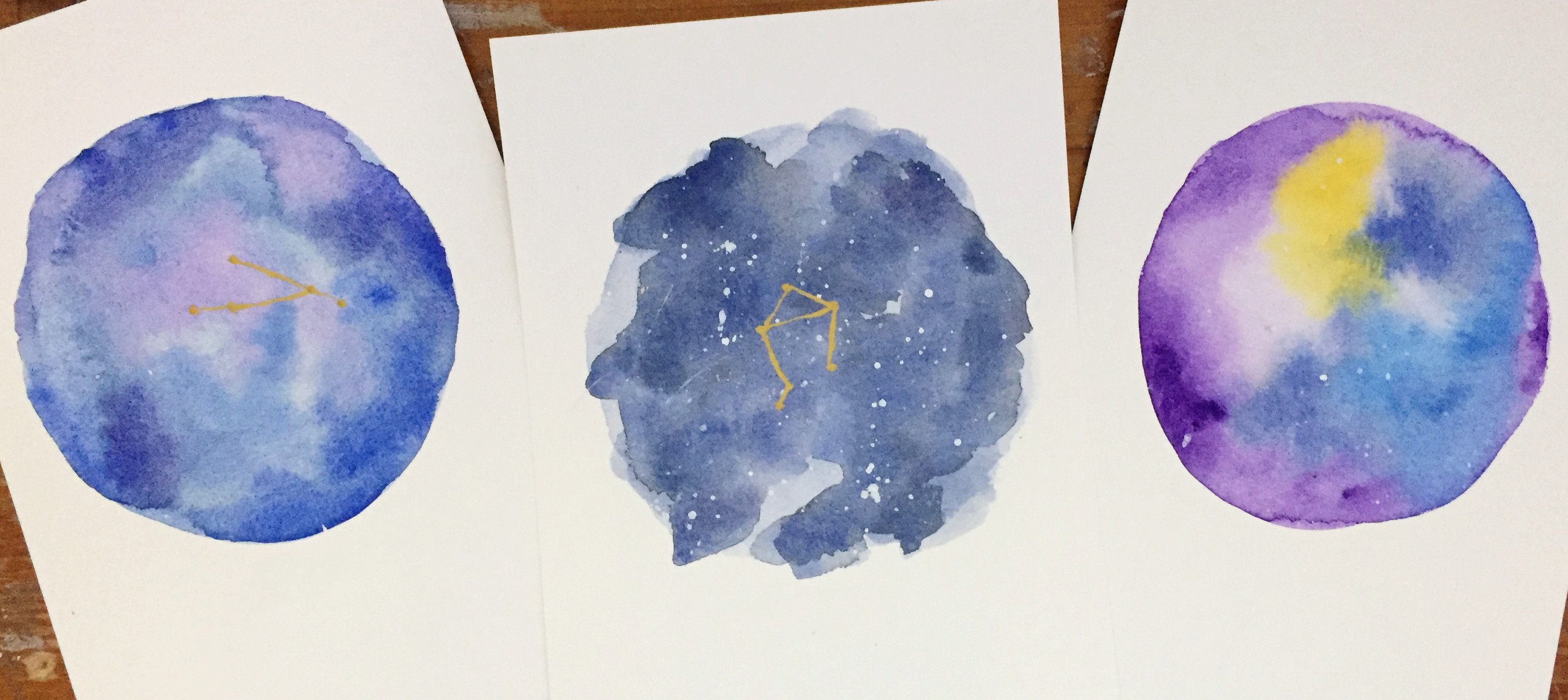 3070x1370 Tammy Silbermann Art, Zodiac Constellation Amp Galaxy Watercolour - Watercolor Constellation