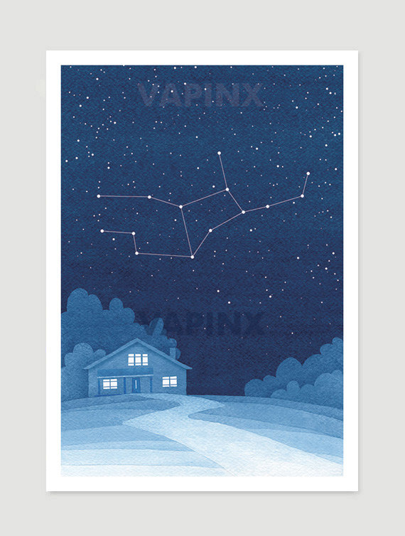 570x754 Virgo Zodiac Watercolor Painting Constellation Giclee Print Wall - Watercolor Constellation