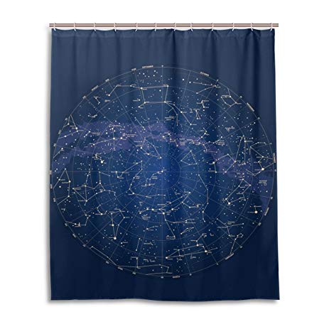463x463 Zoeo Bath Shower Curtain 60x72 Inch Watercolor 12 - Watercolor Constellation