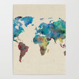 264x264 Continents Posters Society6 - Watercolor Continents