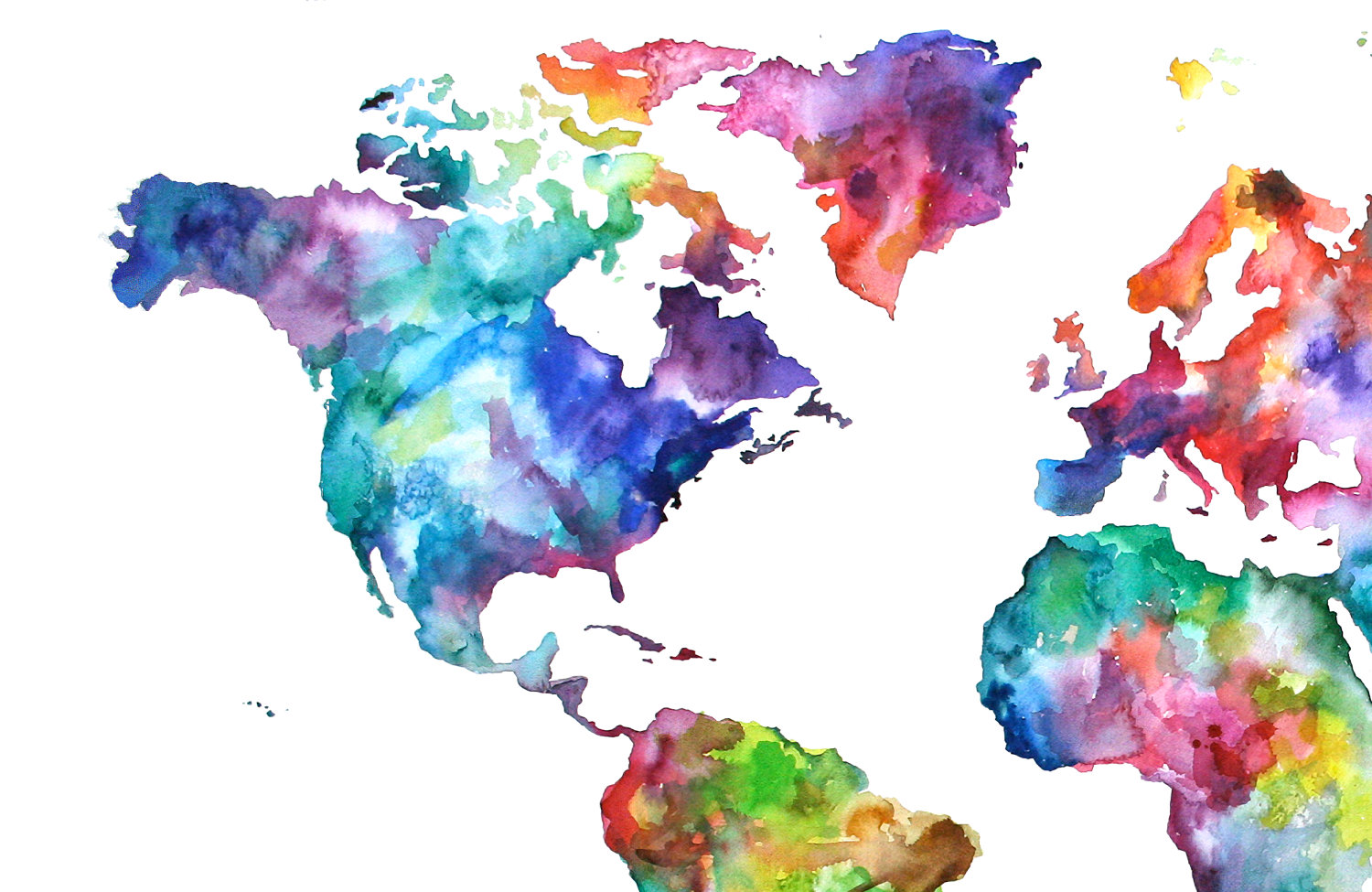 1500x975 Watercolor World Map Stock Illustration Of Continents - Watercolor Continents
