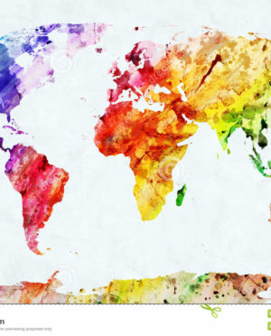 300x372 Map Of World. Vintage World Map Graphic. Maps - Watercolor Continents