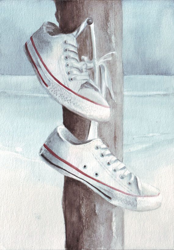 570x817 Original Watercolor Art Converse - Watercolor Converse