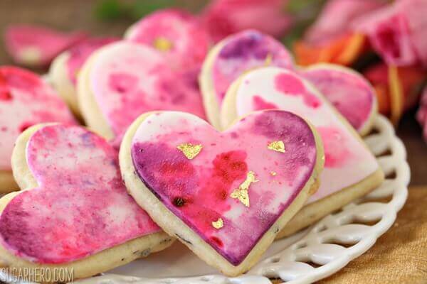 600x400 Watercolor Rose Sugar Cookies - Watercolor Cookies