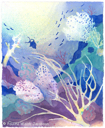 371x450 Watercolor Paintings Coral Reef Dreams 4 - Watercolor Coral Reef
