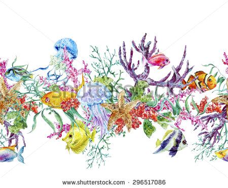 450x371 Coral Reef Tattoos - Watercolor Coral Reef Tattoo
