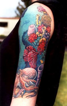 236x371 Watercolor Reef Tattoo - Watercolor Coral Reef Tattoo