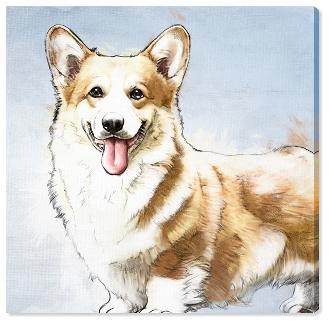 640x630 Watercolor Corgi Canvas Art - Watercolor Corgi