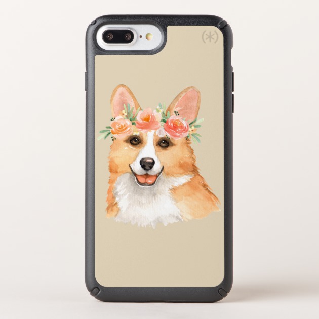 630x630 Watercolor Corgi W Floral Wreath For Corgi Lovers Speck Iphone - Watercolor Corgi