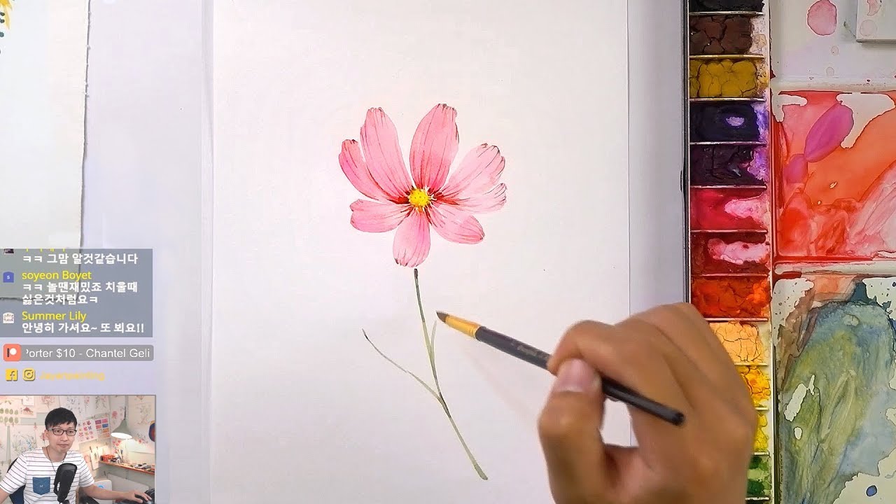 1280x720 How To Paint A Cosmos Flower In Watercolor - Watercolor Cosmos