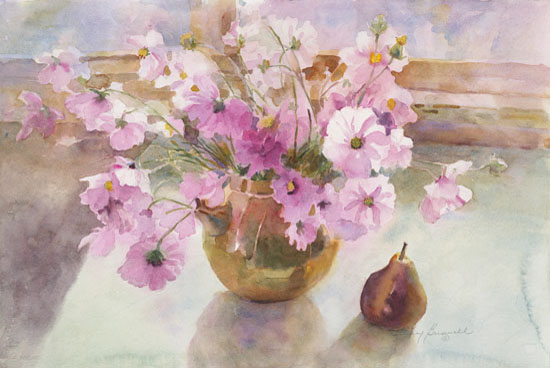 550x368 Original Watercolor Paintings Judy Buswell Watercolors - Watercolor Cosmos