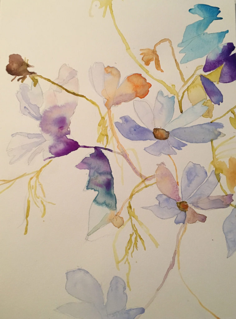 758x1024 Watercolor Painting Cosmos Dance - Watercolor Cosmos