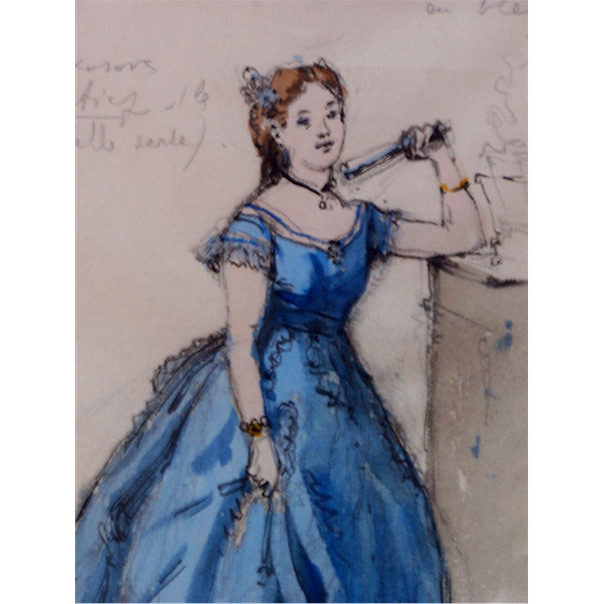 1200x1200 Alexander Benois Signed Watercolor Russian Costume Design 1949 - Watercolor Costume