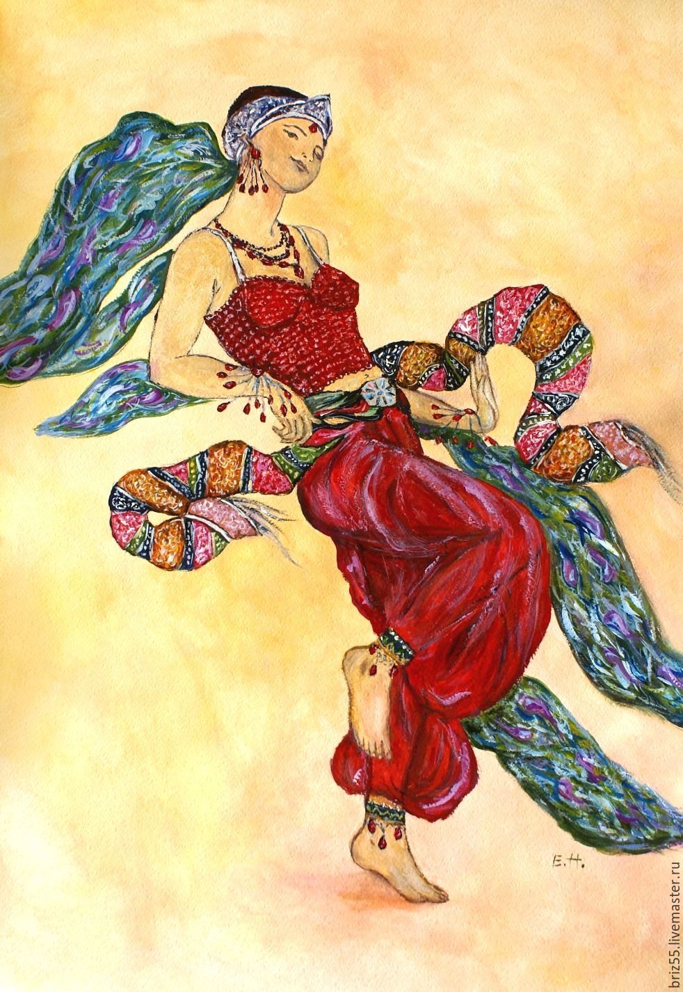 982x1426 Watercolour Costume Design For The Ballet Scheherazade By Leon - Watercolor Costume