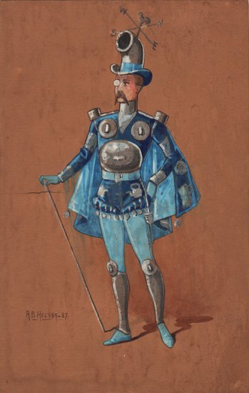 349x550 Costume Design Art, Tinsmith, Arthur Helsby, Antique Watercolor - Watercolor Costume