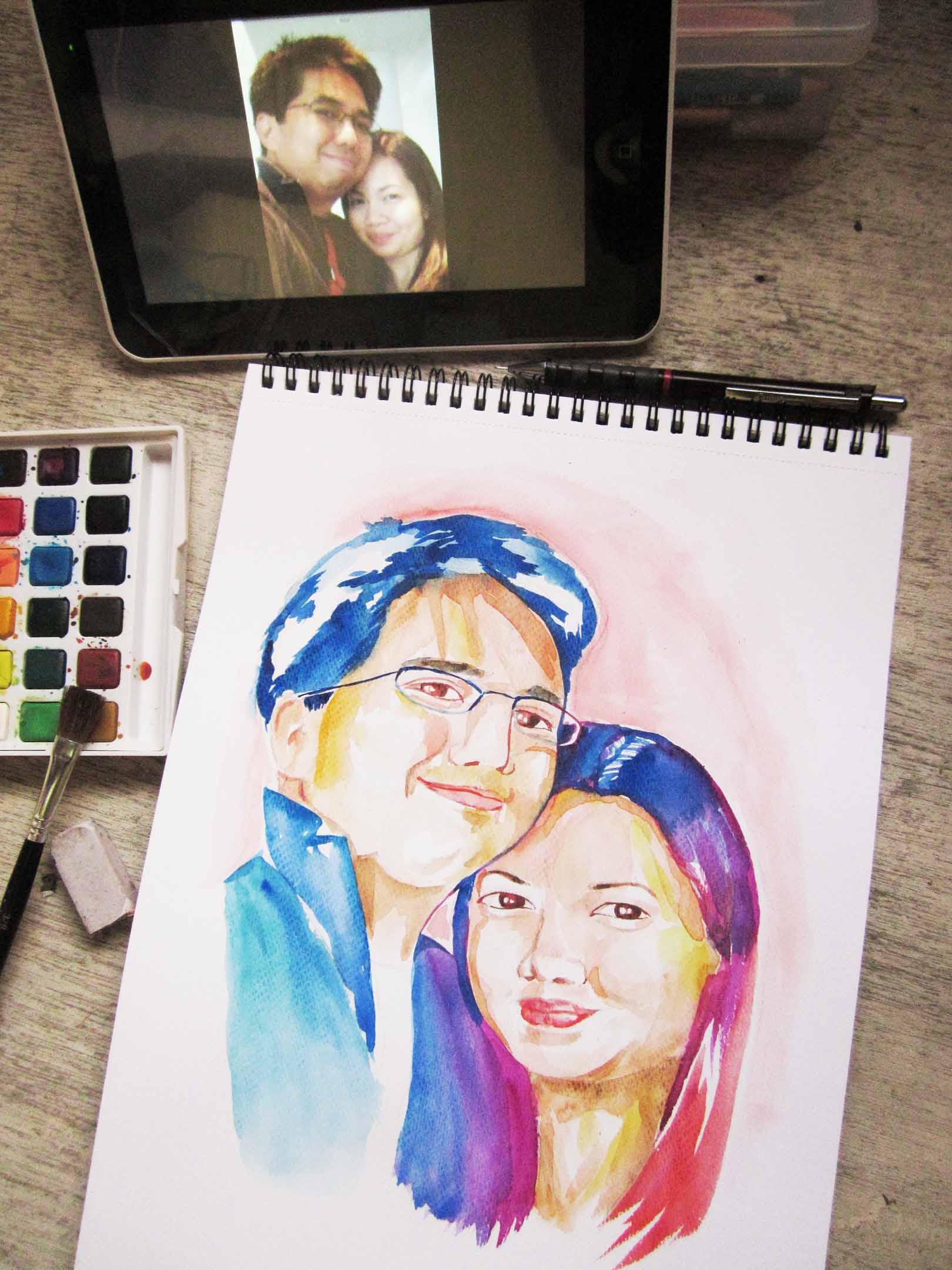 1620x2160 My First Ever Couple Portrait In Watercolor Lalainegillustrations - Watercolor Couple