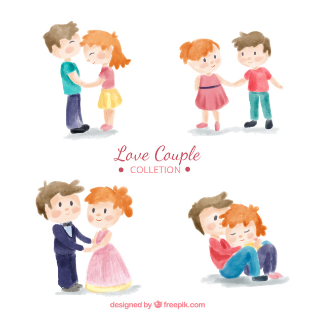 626x626 Pack Of Four Watercolor Couples In Love Vector Free Download - Watercolor Couple