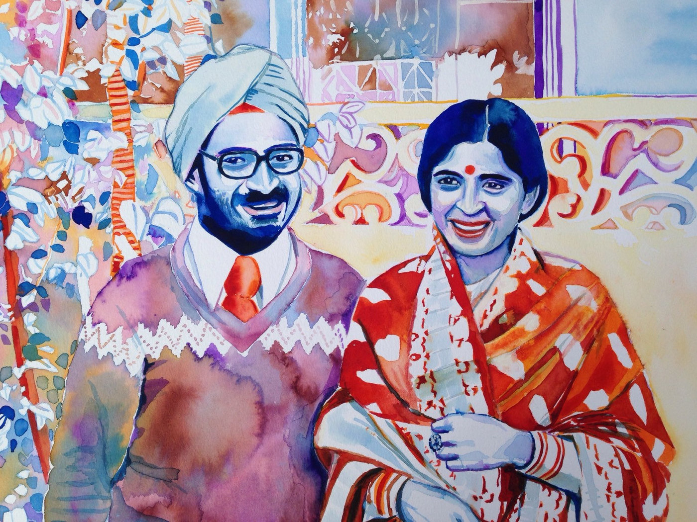 1400x1050 Punjabi Couple - Watercolor Couple