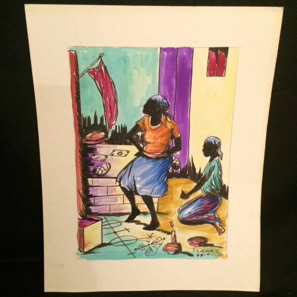 600x600 Rare Original Haitian Watercolor Depicting Haitian Couple In - Watercolor Couple