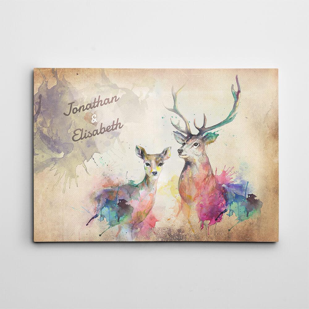 1000x1000 Watercolor Deer Couple - Watercolor Couple