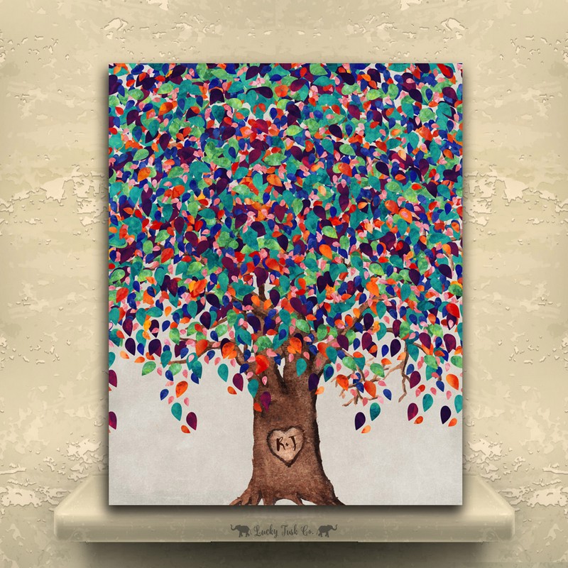 800x800 Watercolor Tree With Heart And Initials Minimalist Design Gift For - Watercolor Couple
