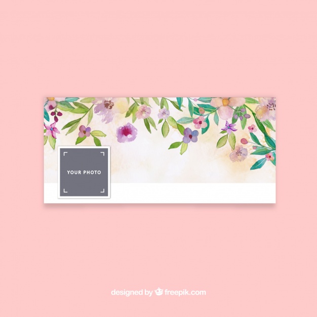 626x626 Facebook Cover With Watercolor Flowers Vector Free Download - Watercolor Cover Photo