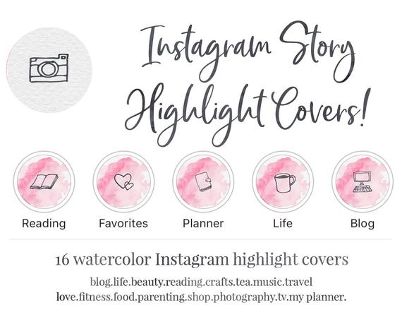 570x459 Instagram Story Highlight Cover Set Of 16 Pink Watercolor Etsy - Watercolor Cover Photo