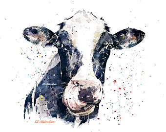 340x270 Cow Watercolor Etsy - Watercolor Cow