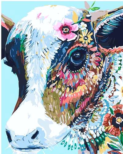 400x500 Abstract Cow Painting Abstract Watercolor Cow Abstract Watercolor - Watercolor Cow