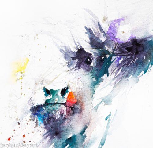 500x485 Jen Buckley Signed Print Of My Original Highland Cow Watercolour - Watercolor Cow