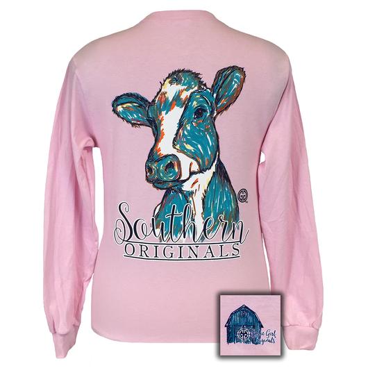 530x530 Watercolor Cow Longsleeve Light Pink Girliegirloriginals - Watercolor Cow