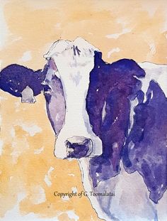 Watercolor Cow Painting