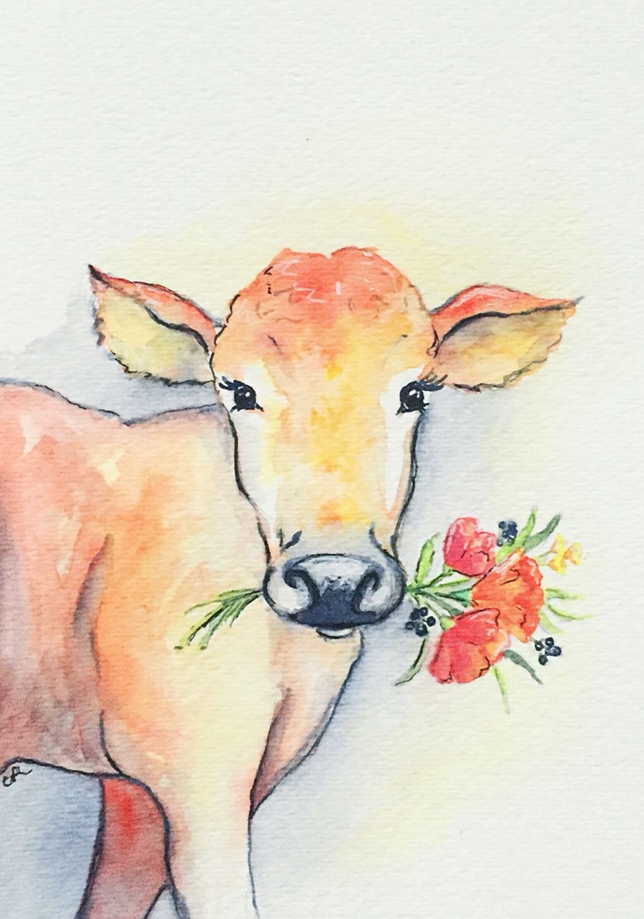 936x1334 Cow Watercolor, Cow Painting, Farm Animal Art, Nursery Art - Watercolor Cow Painting