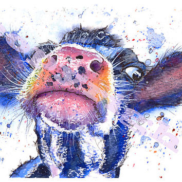 354x354 Japeyartnstuff On Etsy On Wanelo - Watercolor Cow Painting