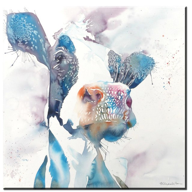 640x640 Online Shop Xh2531 Watercolor Cow Canvas Oil Painting Art Prints - Watercolor Cow Painting