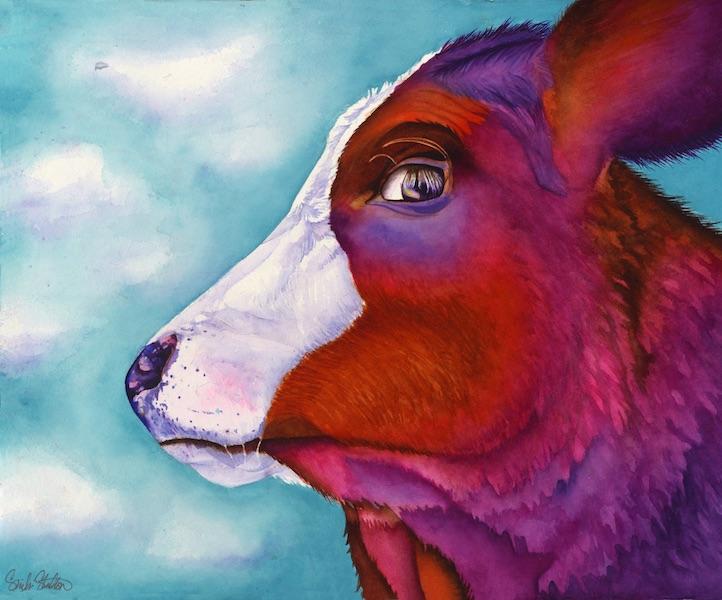 722x600 Trudy Signed Print From Original Watercolor Cow Painting - Watercolor Cow Painting