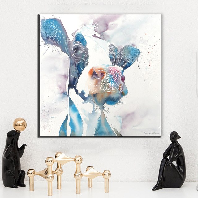 640x640 Buy Xh2531 Watercolor Cow Canvas Oil Painting Art - Watercolor Cow Painting