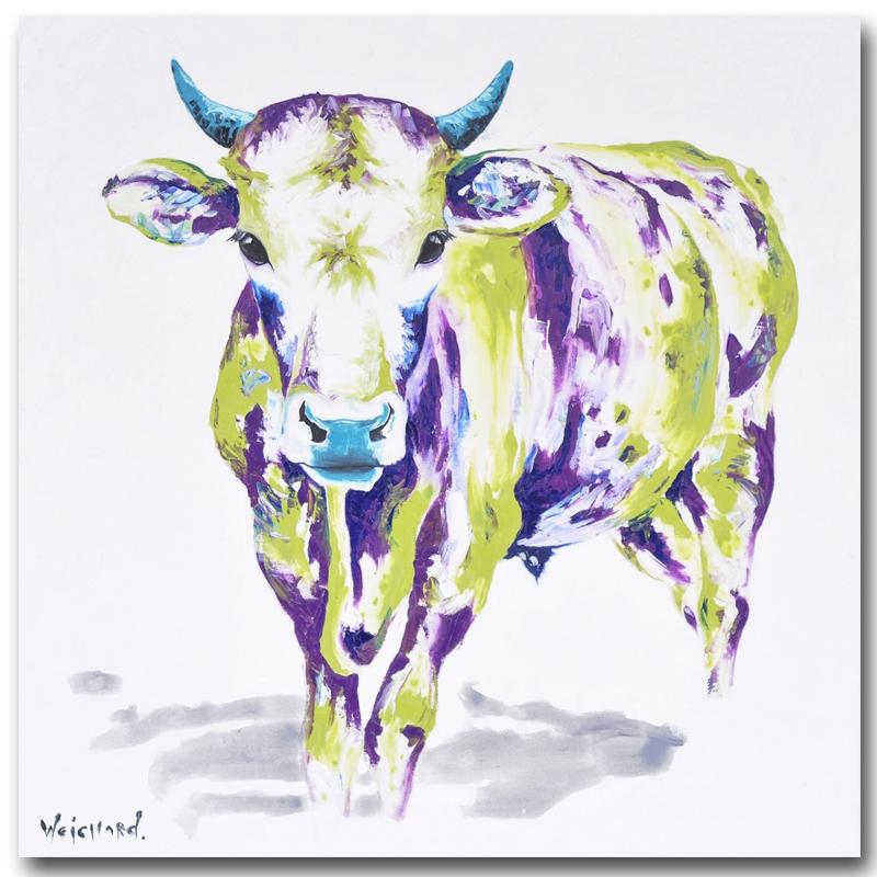 800x800 Printed Modern Mural Picture On Canvas Wall Art Watercolor Cow - Watercolor Cow Painting