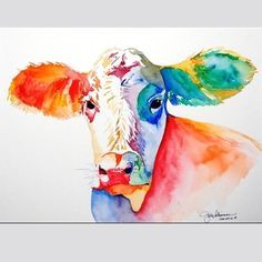 236x236 Watercolor Cow - Watercolor Cow Painting