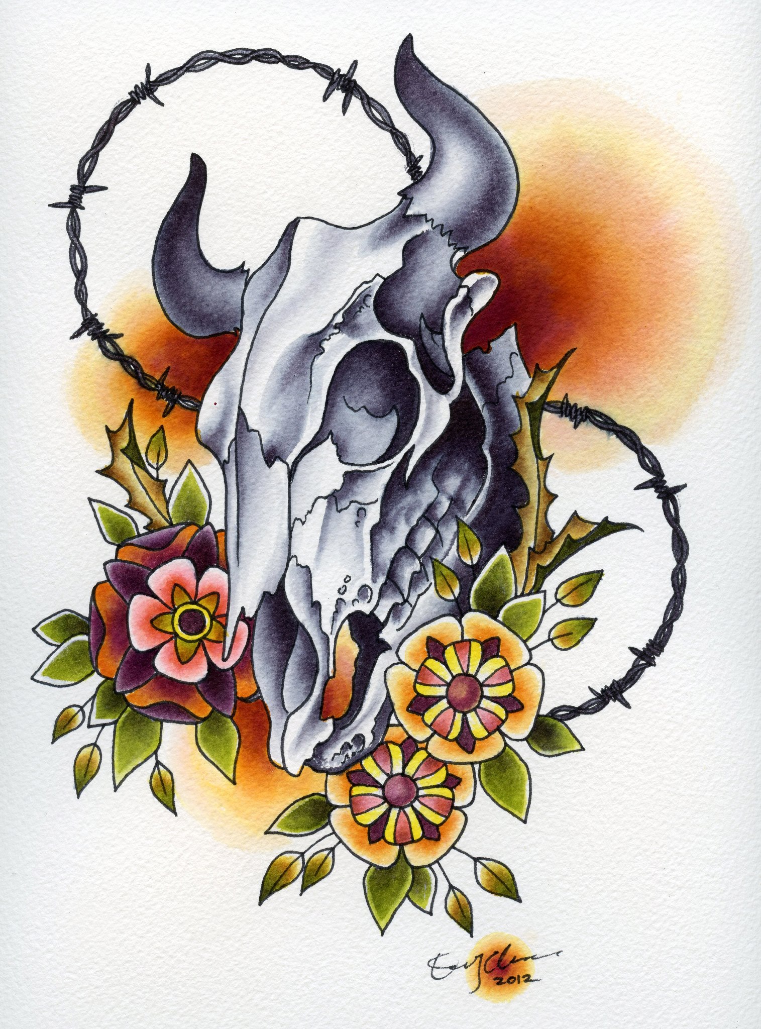 1515x2048 Drawing Amp Watercolor - Watercolor Cow Skull