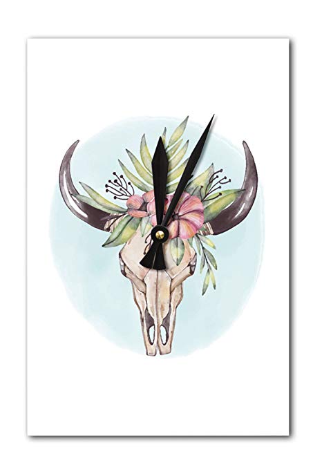 453x679 Lantern Press Cow Skull And Flower Crown - Watercolor Cow Skull