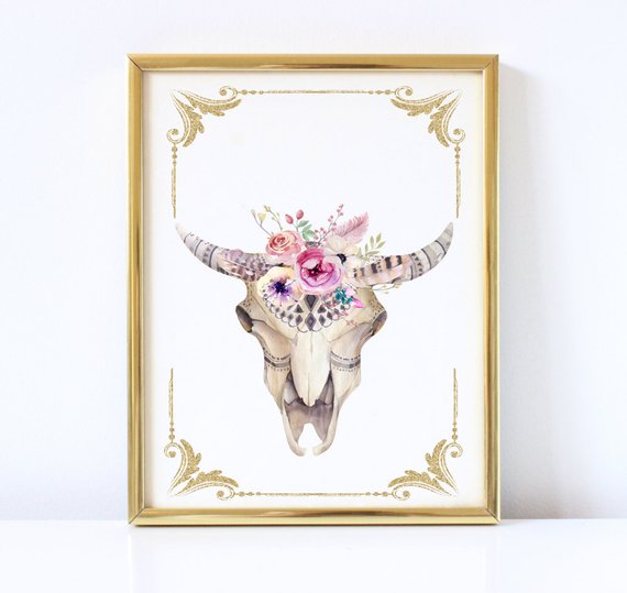 Watercolor Cow Skull at PaintingValley.com | Explore collection of ...