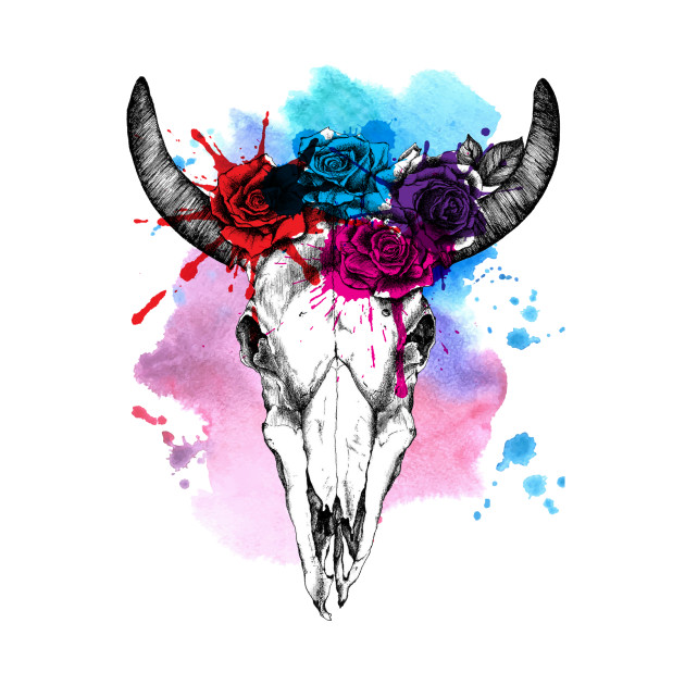 630x630 Bull Skull Watercolor - Watercolor Cow Skull