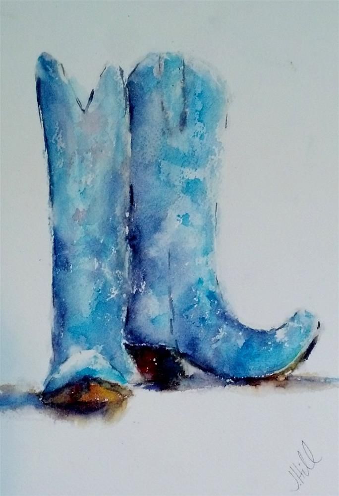 684x999 Mijn Laarzen Aquarel - Watercolor Cowboy Boots